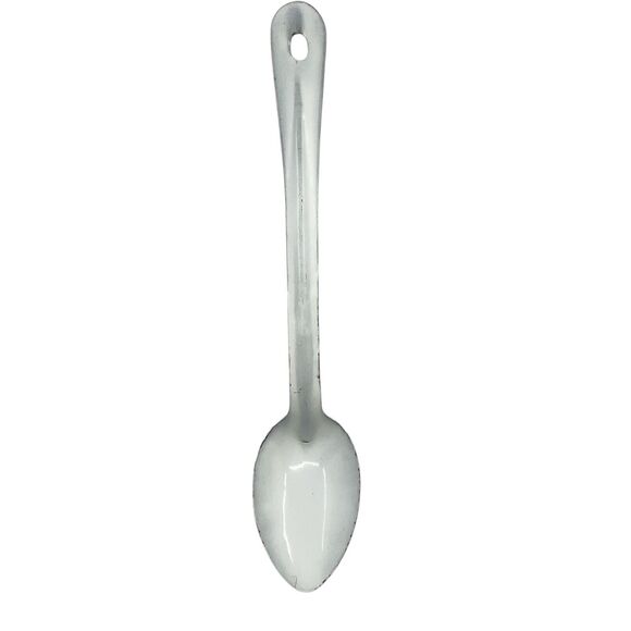 Vintage White Graniteware Spoon Large Kitchen Cookware Serving Farmhouse Country - Picture 1 of 7